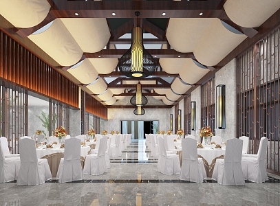 New Chinese Banquet Hall Hotel Banquet Hall Wedding Hall 3d model