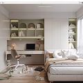 Modern Tatami Bedroom Interior With Tatami Bed Desk Storage And Window