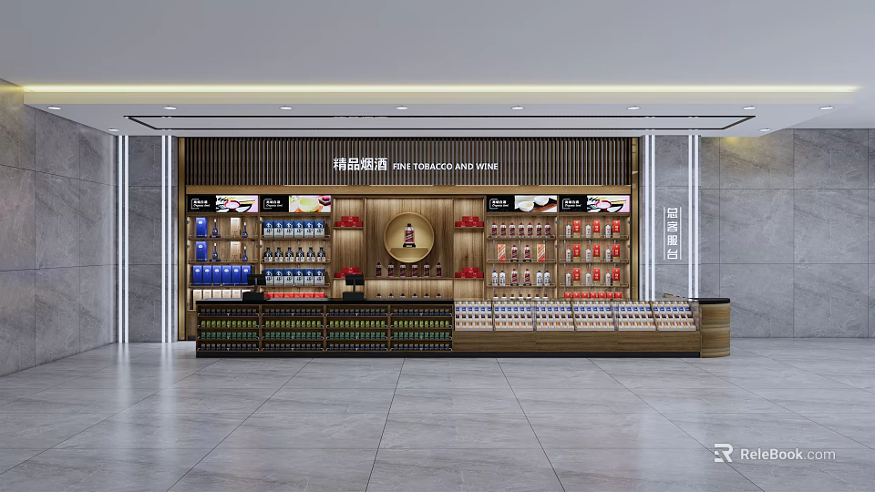 Modern Grocery Supermarket Interior With Organized Shelves Beverages Snacks And Diverse Products 3d model 