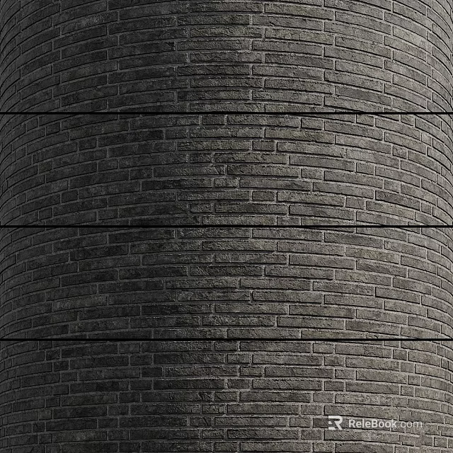 Cylindrical Gray Brick Structural Component With Textured Circular Wall Surface 3d model 