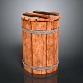 Wooden Barrel Household Storage Container with Handles and Rope Wrapped Design