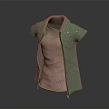 Green Sleeveless Jacket With Collar White Inner Top And Black Zipper