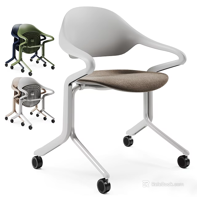 Modern Ergonomic Fabric Padded Office Chair With Multiple Color Choices And Silent Rolling Casters 3d model 