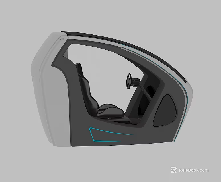Futuristic Car Interior Design With Steering Wheel And Modern Seats 3d model 