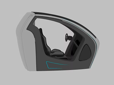 Futuristic Car Interior Design With Steering Wheel And Modern Seats 3d model