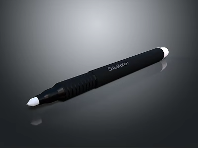 Black Surface Pen With White Tips And Ergonomic Grip For Daily Use 3d model