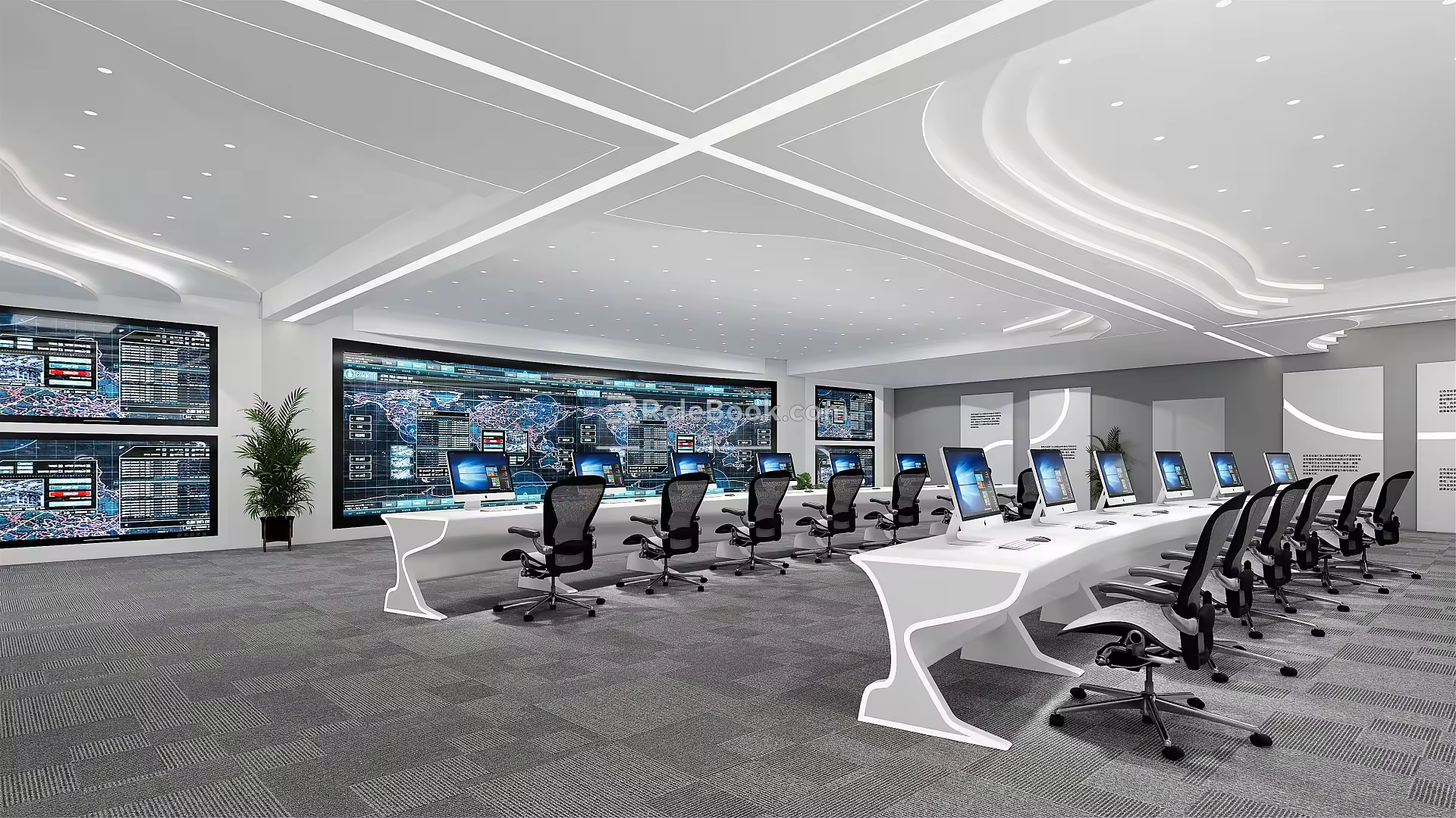 Modern monitoring room monitoring command center 3d model