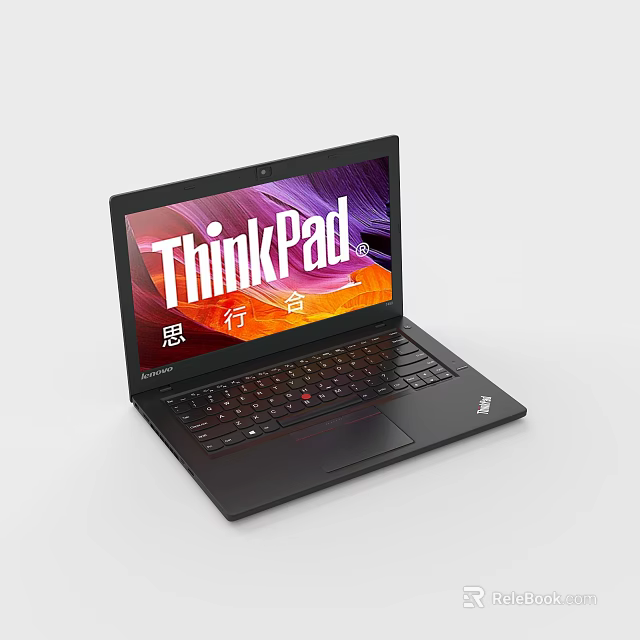 ThinkPad Laptop With Screen Showing ThinkPad Logo And Sleek Black Design 3d model 