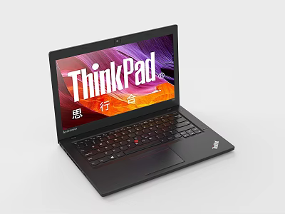 ThinkPad Laptop With Screen Showing ThinkPad Logo And Sleek Black Design 3d model