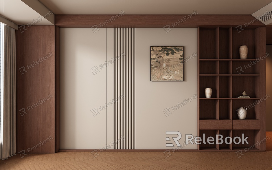 Living room study background wall model