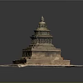 Ancient Stone Tower With Multi Tiered Structure Square Base And Dome Top