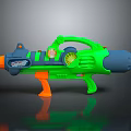 Colorful Kids Toy Water Gun With Green Blue Orange Grip And Round Nozzle Design