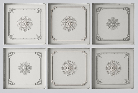 French ceiling plaster carved lines 3d model