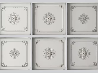 French ceiling plaster carved lines 3d model