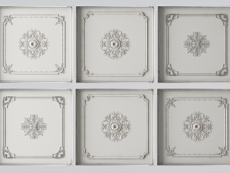 French ceiling plaster carved lines 3d model