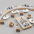 Modern Leisure Sofa Set With Curved Design Round Tables And Chairs