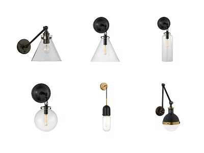 Modern Contemporary Wall Lamps With Glass Shades Metal Accents And Various Designs 3d model