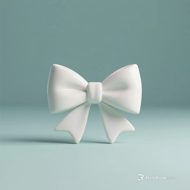 Decorative Ornament Set Featuring White Bow Design on Light Blue Background for Modern Home Decoration 3d model 