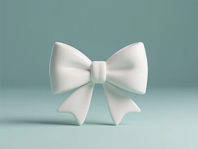 Decorative Ornament Set Featuring White Bow Design on Light Blue Background for Modern Home Decoration 3d model