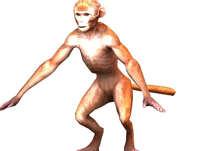 Realistic 3D Monkey Model With Standing Posture And Brown Fur Details 3d model