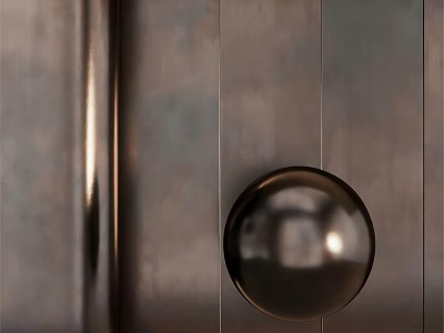 Modern Metal Wall Panel With Vertical Lines And Circular Decorative Ball 3d model