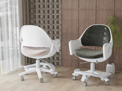 Modern White and Gray Office Chair with Armrests Wheels and Comfortable Design 3d model