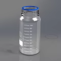 Medical Device Graduated Transparent Bottle with Blue Cap and Volume Markers for Medical Laboratory Use