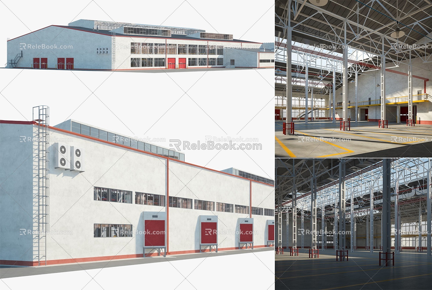 Steel structure industrial workshop warehouse workshop industrial workshop chemical factory workshop production archery bus logistics workshop warehouse warehouse factory 3d model