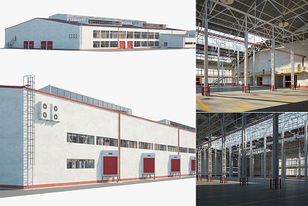 Steel structure industrial workshop warehouse workshop industrial workshop chemical factory workshop production archery bus logistics workshop warehouse factory 3d model