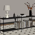 Modern Bookshelf With Metal Frame Black Shelving Books And Decorative Items