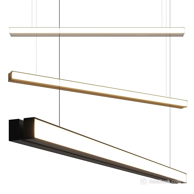 Modern Linear Pendant Lights in Gold Black White with Sleek Contemporary Design 3d model 