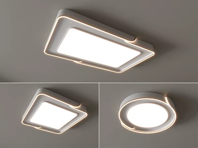 Modern Square and Round Ceiling Light with White Luminous Surface and Slim Edge Design 3d model