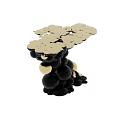Modern Entryway Console Table with Stacked Black and Gold Spheres Artistic Design