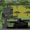 Residential Landscape Design With Lush Trees Green Lawn And Stone Paths