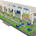 Aerial View Planning of Industrial Factory Facility With Production Lines And Equipment Layout