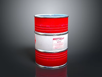 Chemical Weapon Red Drum Container With White Label And Chemical Markings 3d model