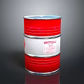 Chemical Weapon Red Drum Container With White Label And Chemical Markings