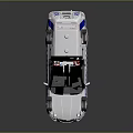 Detailed Police Car Model Featuring Blue Checker Design And Emergency Lights