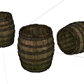 Decorative Ornament Set with Wooden Barrels Rustic Vintage Design for Home Decor