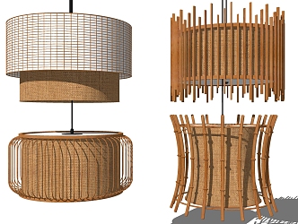 Southeast Asia Chandelier Bamboo Chandelier Combination 3d model