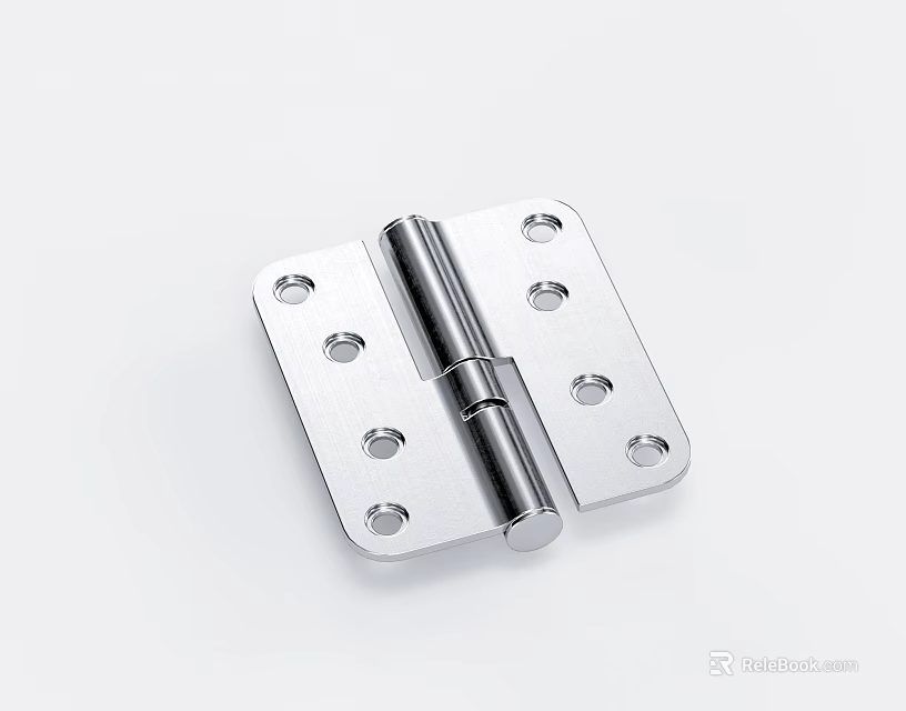 Stainless Steel Hinge With Shiny Finish And Multiple Mounting Holes For Furniture Hardware 3d model 