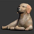 Yellow Labrador Dog Lying On Black Glossy Surface With Reflection 3d model