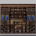Modern Luxurious Wine Cabinet With Multiple Shelves Blue Lighting Wine Bottles And Wine Glasses