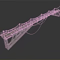 Bridge 3D Model Structural Design With Steel Cables Truss And Deck