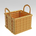 Elegant Golden Woven Square Basket Decorative Ornament Combination with Handles for Home Decor