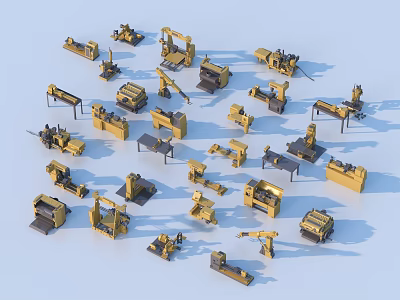 Diverse Industrial Equipment Collection Featuring Various Machinery Tools And Mechanical Parts 3d model