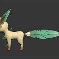 Cute Leaf Creature Character Design With Green Leaf Ears White Body And Leaf Tail 3d model