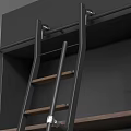 Modern Dark Frame Bookcase With Metal Ladder And Wooden Shelves