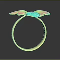 Exquisite Golden Ring With Butterfly Wing Design Pink Yellow Accents And Central Gemstone
