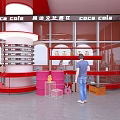 Coca-Cola Theme Store Front With Red Design And Customer Presence